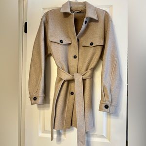 ZARA Belted Jacket/Schacket/Overshirt, Size M, Taupe